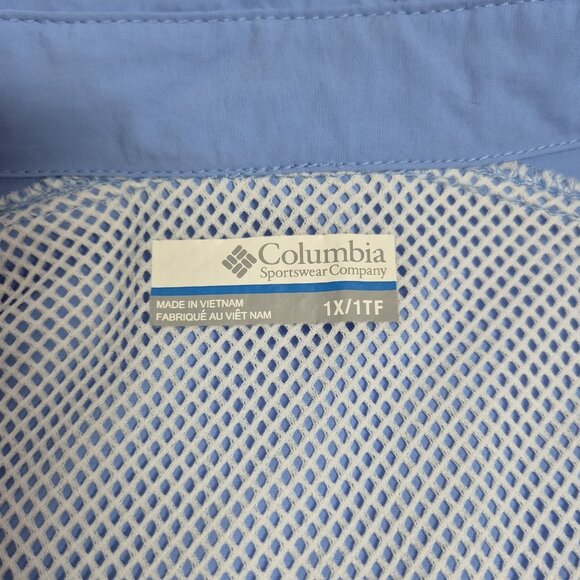 Columbia Women's Shirt Size 1X Button Up Blue PFG Fishing Omni Shade Top (20) - Picture 6 of 15